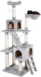 Kerbl Pet Kratzbaum Square, Katzenbaum, hellgrau, 84x50x178cm, Holz, Pl&uuml;sch, Sisal,