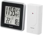 Hama Digitale Wetterstation funk mit Uhr (Thermometer mit Au&szlig;ensensor f&uuml;r Innen-