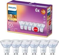 Philips LED Classic GU10 Lampen Warm Glow 6-er Pack (50 W), dimmbare Reflektor LED