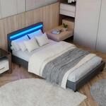 Juskys Polsterbett 120x200 cm &ndash; Bett Paris mit LED Beleuchtung, Lattenrost &