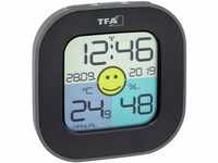 TFA Dostmann Digitales Thermo-Hygrometer FUN, inkl Funkuhr mit Datum, Smiley