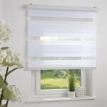 Liedeco Duo-Rollo Doppelrollo mit Kassette | B 60 x H 160 cm | Streifen - Wei&szlig; 