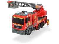 Dickie Toys MAN Feuerwehrauto mit ausziehbarer Leiter, Spielzeugfeuerwehr,