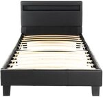 Home Deluxe - LED Bett Astro - Schwarz, 90 x 200 cm - inkl. Lattenrost I Polsterbett