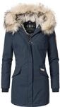 Navahoo Damen Winter Kurzmantel mit Kapuze Cristal Blau Gr. M
