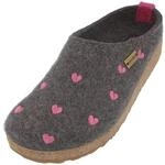 HAFLINGER Grizzly Cuoricini Filzpantoffel Herz Hausschuh Kork (Anthrazit 04), Gr 37