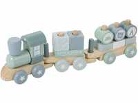 Little Dutch 4480 Holz Eisenbahn Zug mit Steckformen Adventure blau Mint 0422017