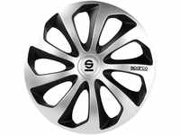 SPARCO SPC1673SVBK Sicilia Wheel Covers, Silver/Black, Set of 4, 16"