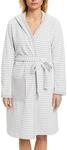 ESPRIT Damen-Bademantel Striped Hoody mit Kapuze Leichtfrottier Silber Gr&ouml;&szlig;e