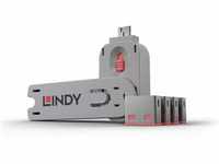 LINDY Port Schloss USB-Lock + Key 4er Set Rosa inkl. 1 Schluessel 40450, (4 Stück)