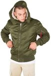 Alpha Industries MA-1 Hooded Bomberjacke f&uuml;r Herren Dark Green