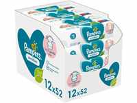 Pampers Sensitive Baby Feuchttücher, 624 Tücher (12 x 52), ohne Duft, für eine