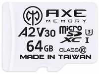 AXE 64GB MicroSDXC Speicherkarte + SD-Adapter mit A2 App Performance, V30 UHS-I U3,