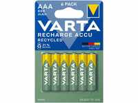 VARTA Batterien AAA, wiederaufladbar, 6 Stück, Recharge Accu Recycled, Akku, 800 mAh