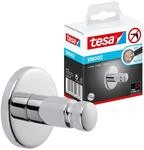 tesa SMOOZ Klebehaken, verchromt, runde Form - Bad-Haken zur Wandbefestigung ohne