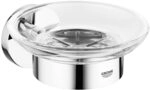 GROHE Essentials - Seifenschale (mit Halter, Material: Glas/Metall, verdeckte
