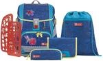 Step by Step Schulranzen-Set 2IN1 PLUS REFLECT &bdquo;Rainbow Colibri 6-teilig, blau,