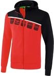 Erima Kinder 5-C Trainingsjacke mit Kapuze, rot/schwarz/wei&szlig;, 140