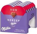 Milka I love Milka Pralinen &ndash; Herzf&ouml;rmige Alpenmilch-Schokolade mit feiner