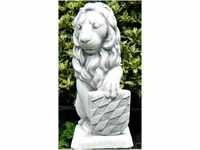 Dekofigur Gartenfigur Deko Skulptur Löwe mit bayrischem Wappen auf linker...