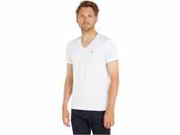 Tommy Hilfiger T-Shirt Herren Kurzarm TJM Original V-Ausschnitt, Weiß (Classic