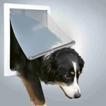 TRIXIE 2-Wege Freilauft&uuml;r f&uuml;r Hunde, mit Tunnel, wei&szlig; M-XL: 39 &times; 45 cm,