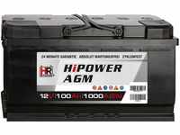 HR HiPower AGM Autobatterie 12V 100Ah 1000A/EN Starterbatterie ersetzt 90Ah...