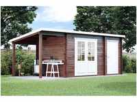 Alpholz Gartenhaus Maria mit Anbau aus Massiv Holz | Gerätehaus mit 28 mm