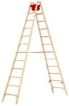 Hymer Holz-Stufenstehleiter 71499, beidseitig begehbar 2x12 Sprossen...