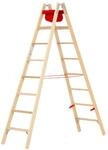 Hymer Holz-Stufenstehleiter 71499, beidseitig begehbar 2x8 Sprossen...