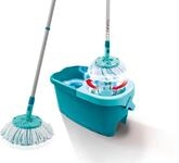 Leifheit Set CLEAN Twist Disc Mop Ergo 2.0, Bodenwischer mit Mikrofaser Bezug f&uuml;r