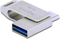 DeLOCK USB 3.2 Gen 1 USB-C + Typ-A Speicherstick 64 GB - Metallgeh&auml;use, silber