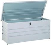 Beliani Gro&szlig;e Metall-Gartentruhe 400 l hellgrau Kissenbox Auflagenbox f&uuml;r die