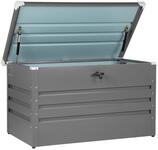Beliani Gro&szlig;e Metall-Gartentruhe 400 l grau Kissenbox Auflagenbox f&uuml;r die Terrasse