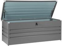 Beliani Gro&szlig;e Metall-Gartentruhe 600 l grau Kissenbox Auflagenbox f&uuml;r die Terrasse