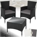 tectake&reg; Poly Rattan M&ouml;bel Gartenset mit Wechselbez&uuml;gen, 2 St&uuml;hle und Tisch mit