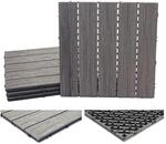 Mendler WPC Bodenfliese HWC-E19, Holzoptik Balkon/Terrasse, 3D-Struktur linear,...