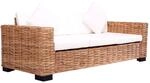 vidaXL Gartensofa 3-Sitzer Sitzpolster Kissen Rattansofa Sessel Gartensessel Lounge