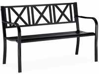 Relaxdays, schwarz Gartenbank aus Metall, 2-Sitzer, robust, für Terrasse, Balkon,