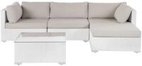 Beliani Exklusives Gartenm&ouml;bel 4er Set aus Rattan wei&szlig;/sandbeige linksseitig Sano