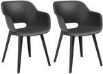 Allibert by Keter Gartensessel Akola, graphit, 2er Set, Kunststoff, 56.7 x 55.8 x