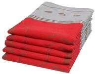 ZOLLNER 5er Set Geschirrt&uuml;cher, 50x70 cm, Baumwolle, Kaffee Motiv, rot