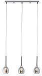 Brilliant Lampe Hadan Pendelleuchte 3flg rauch/transparent/chrome | 3x D45, E14, 40W,