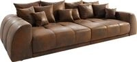 Big-Sofa Violetta Braun 310x135 cm Antik Optik inklusive Kissen Big-Sofa