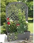 KHW Garden Calypso Pflanzkasten mit Bew&auml;sserungssystem, Rankgitter und Rollen, grau,