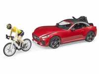 bruder 03485 - Roadster mit Rennrad, Radfahrerin mit Helm - 1:16 Rennauto...