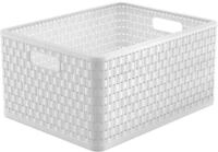 Rotho Country Aufbewahrungsbox 28l in Rattan-Optik, Kunststoff (PP) BPA-frei, weiss,