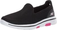 Skechers Damen Go Walk 5 Sneaker, Black Textile Hot Pink Trim, 36.5 EU
