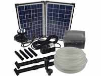 Agora-Tec® at-Solar Bachlaufpumpen - Set 20W-BLH mit Akku und 6- Fach LED Ring