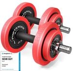 Sportstech AH300, Hanteln Set, 20 kg-30 kg, 2in1 Kurzhanteln und Langhantel Set,